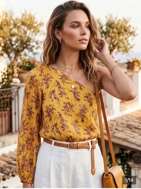 Ulla Johnson Enid Silk One Shoulder Blouse Top NEW NWT